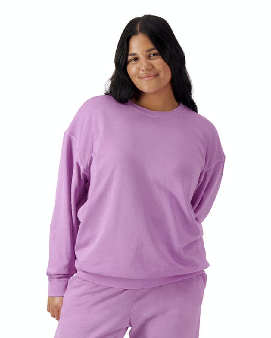 Unisex Lighweight Cotton Crewneck Sweatshirt - Neon Violet