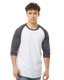 Tultex 0245TC - Unisex Fine Jersey Raglan Tee - White / Heather Charcoal