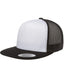 Yupoong 6006W - Unisex Classic Flat Bill Trucker with White Front Panel Cap - White / Black