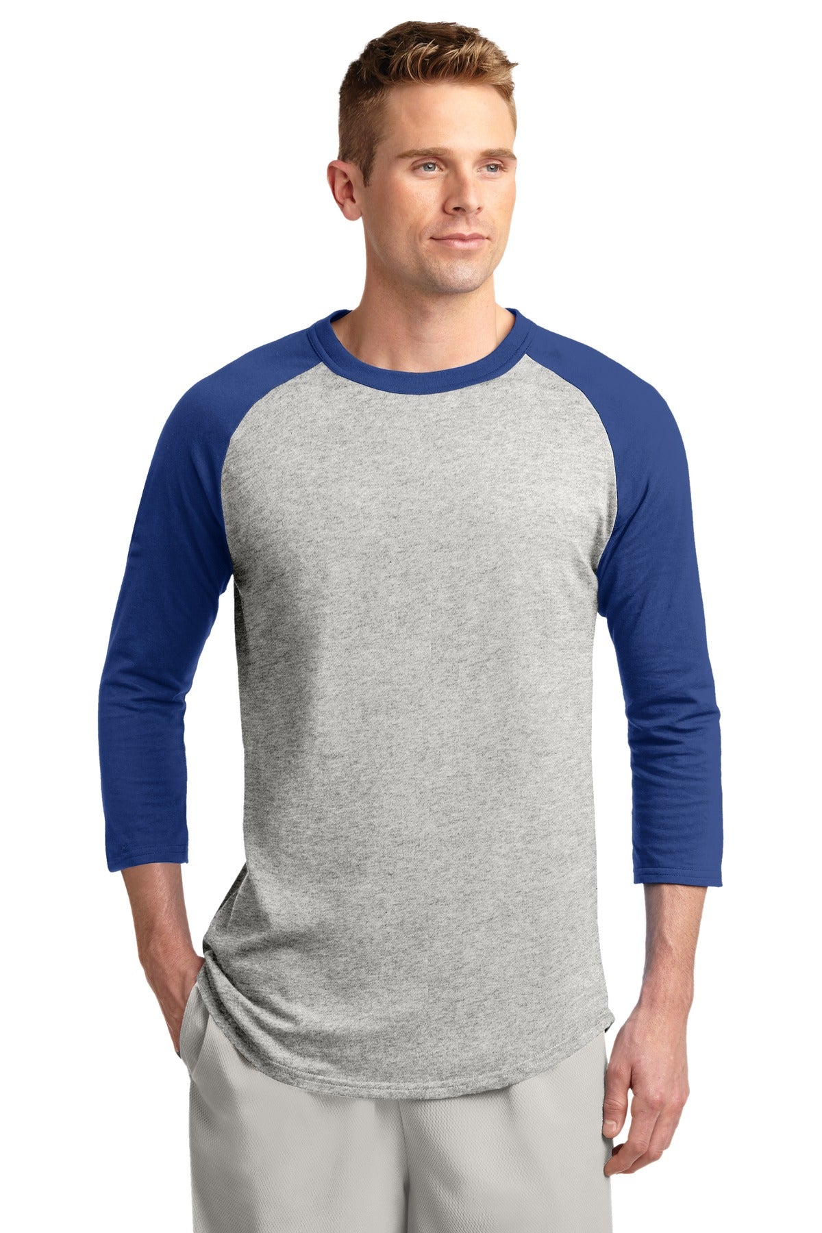 Unisex Colorblock Raglan Jersey - Heather / Gray / Royal