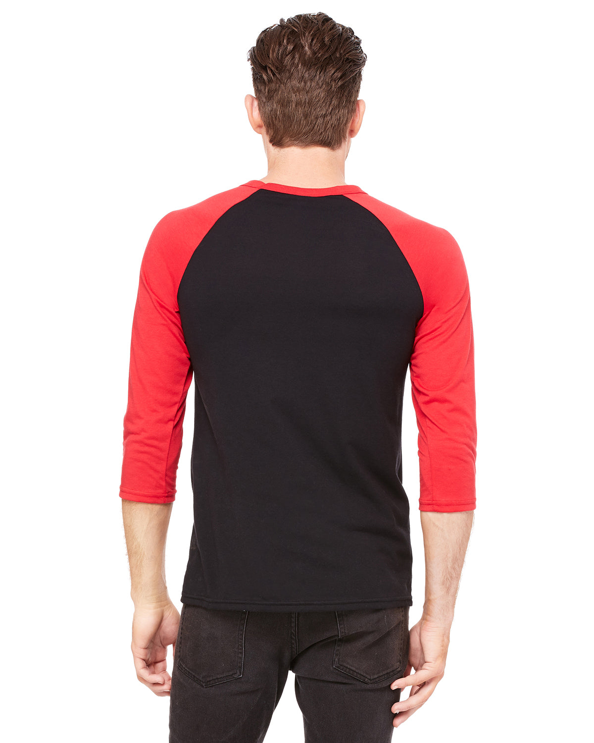 Unisex 3/4-Sleeve Baseball T-Shirt - Black / Red