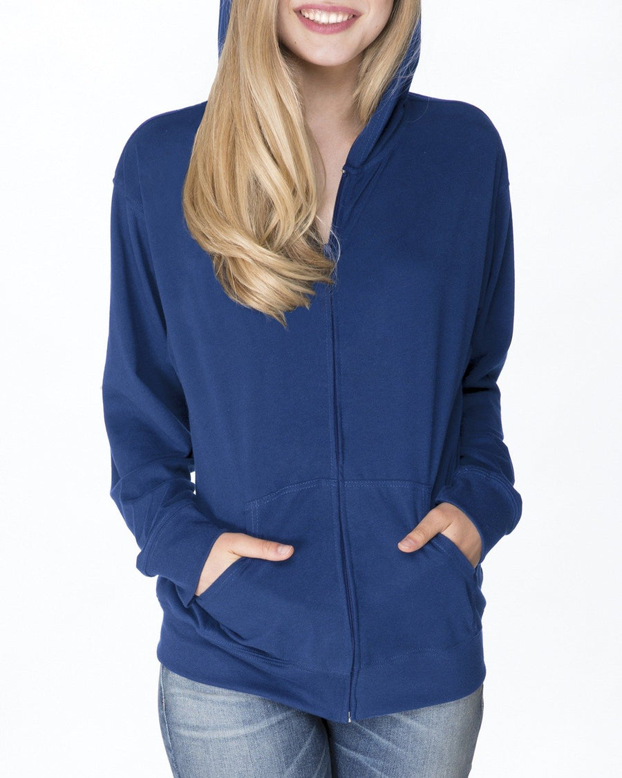 Unisex Sueded Full-Zip Hoodie - Royal