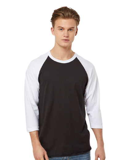Unisex Fine Jersey Raglan Tee - Black/ White
