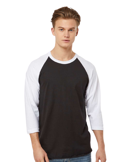Unisex Fine Jersey Raglan Tee - Black/ White