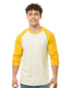 Tultex 0245TC - Unisex Fine Jersey Raglan Tee - Vintage White/ Mellow Yellow