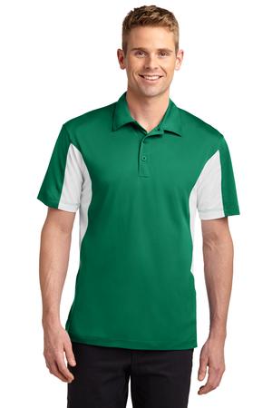 Men's Side Blocked Micropique Sport-Wick Polo - Kelly Gray / White