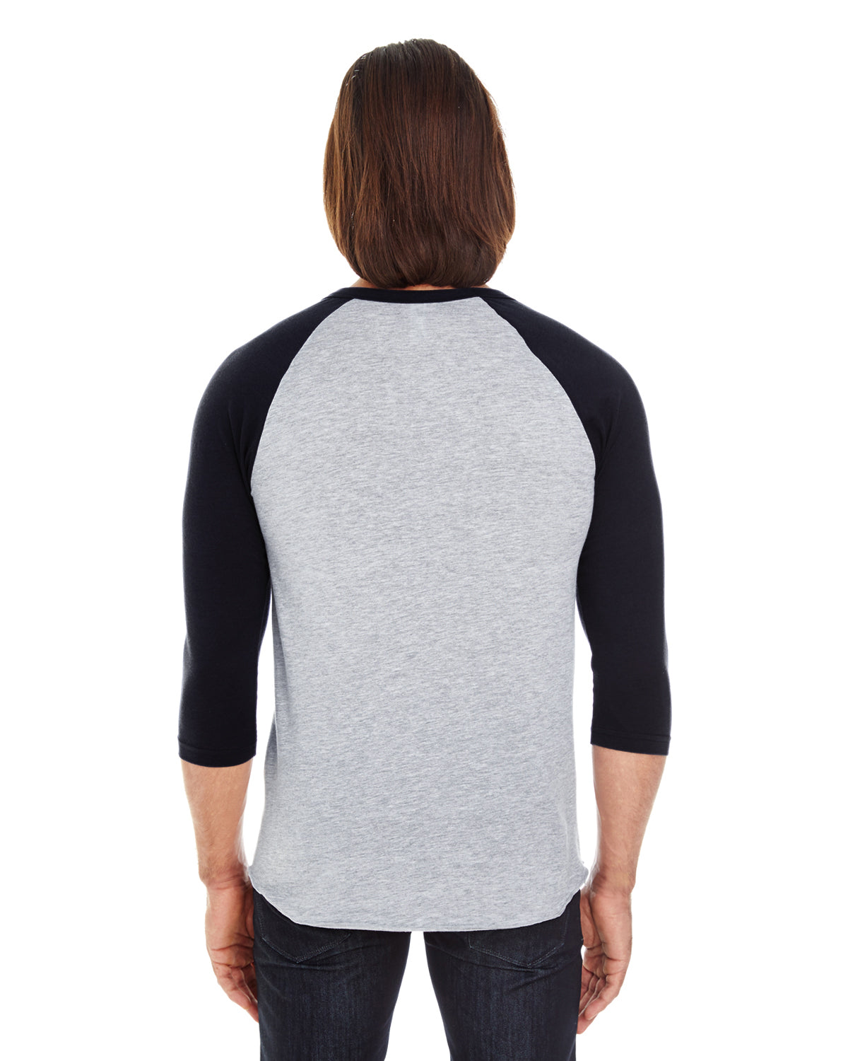 Unisex Poly-Cotton 3/4-Sleeve Raglan T-Shirt - Heather Gray / Black