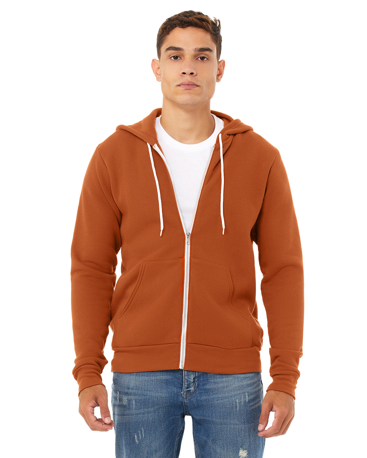 Unisex Poly-Cotton Sponge Fleece Full-Zip Hoodie - Autumn