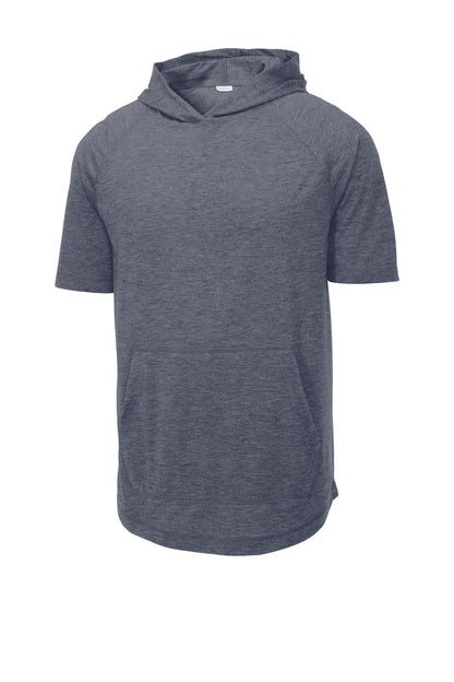 Unisex PosiCharge Tri-Blend Wicking Short Sleeve Hoodie - True Navy Heather