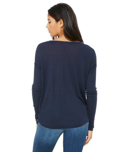 Women's Flowy Long-Sleeve T-Shirt with 2x1 Sleeves - Midnight