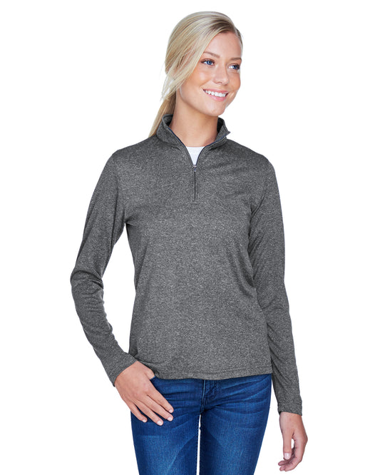 Women's Cool & Dry Heathered Performance Quarter-Zip - Black Heather