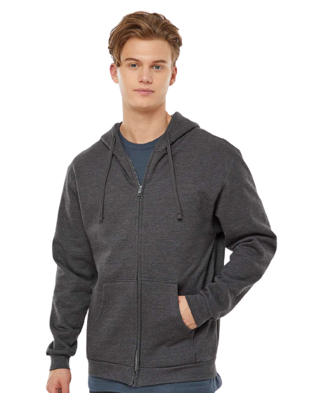 Unisex Fleece Zip Hoodie - Heather Charcoal