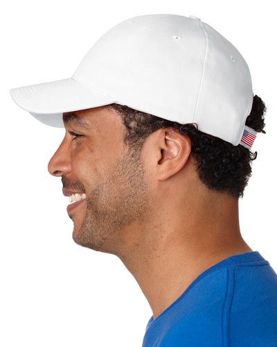 100% Washed Chino Cotton Twill Structured Cap - White