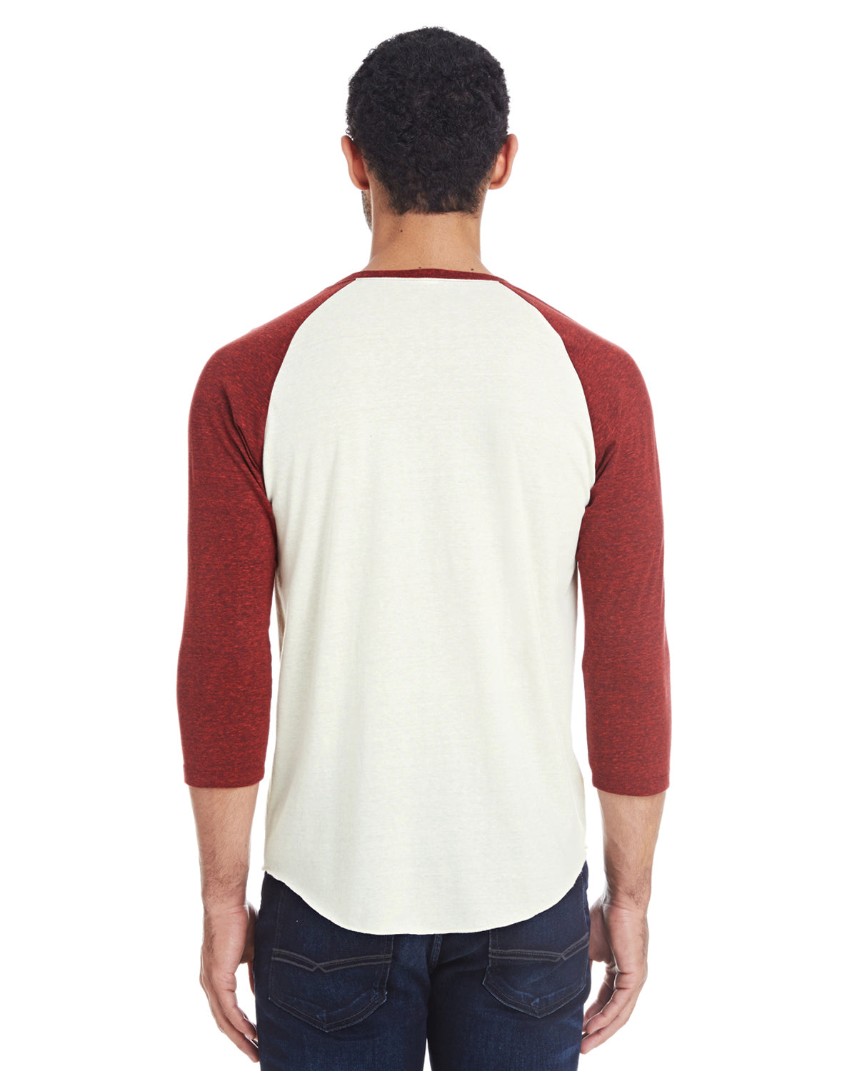 Unisex Triblend 3/4-Sleeve Raglan - Crm / Crd Black Triblend