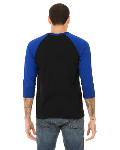 Unisex 3/4-Sleeve Baseball T-Shirt - Black / True Royal