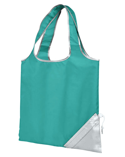 Latitiudes Foldaway Shopper Tote - Turquoise / Silver