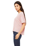 Women's Flowy Boxy T-Shirt - Heather Striped Athletic / Neon Pink