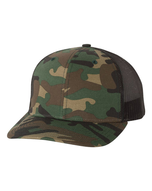 Patterned Snapback Trucker Cap - Army Camo / Black