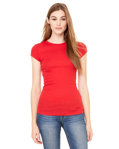 Women's Sheer Mini Rib Short-Sleeve T-Shirt - Red