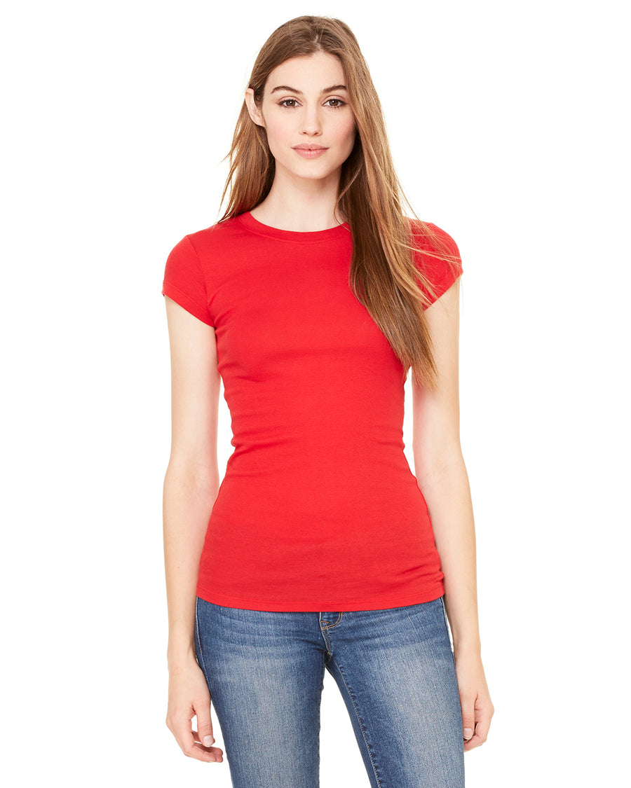 Women's Sheer Mini Rib Short-Sleeve T-Shirt - Red