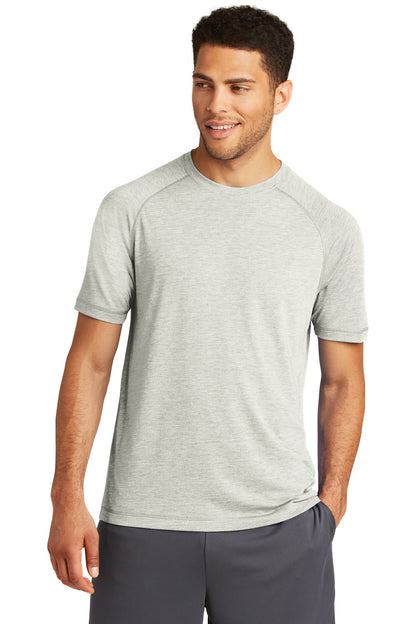 Unisex PosiCharge Tri-Blend Wicking Raglan Tee - Light Gray Heather