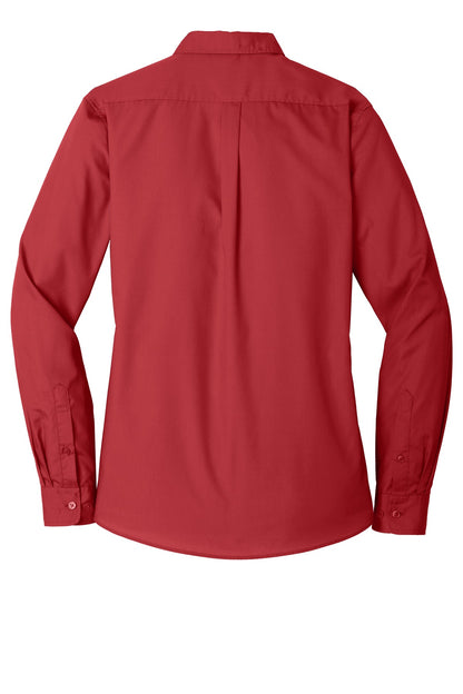 Women's Long Sleeve Carefree Poplin Shirt - Rich Red