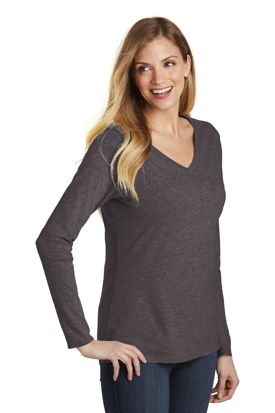 Women's Very Important Tee Long Sleeve V-Neck - Heather Charcoal
