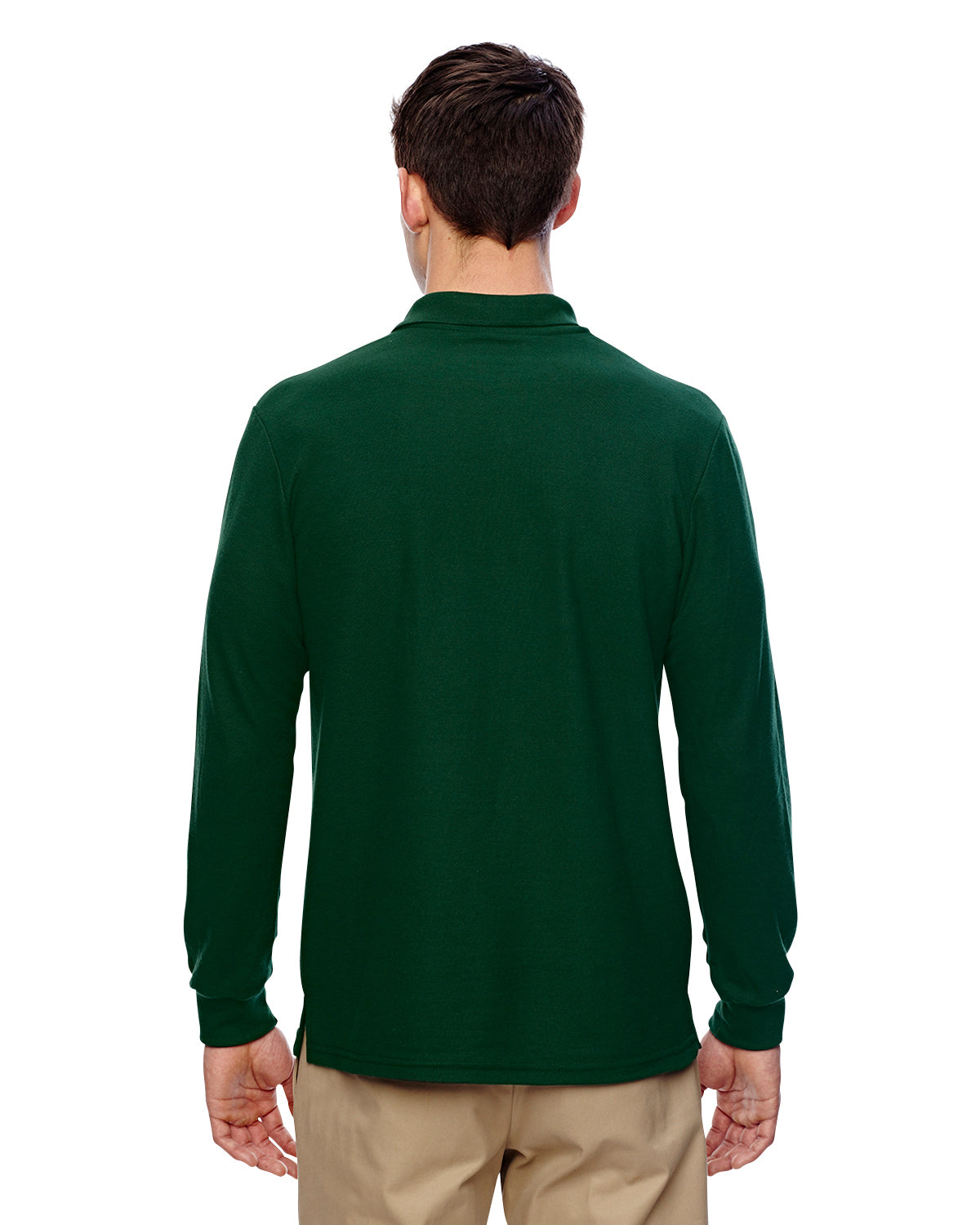 Unisex Double Piqué Long-Sleeve Polo - Forest Green