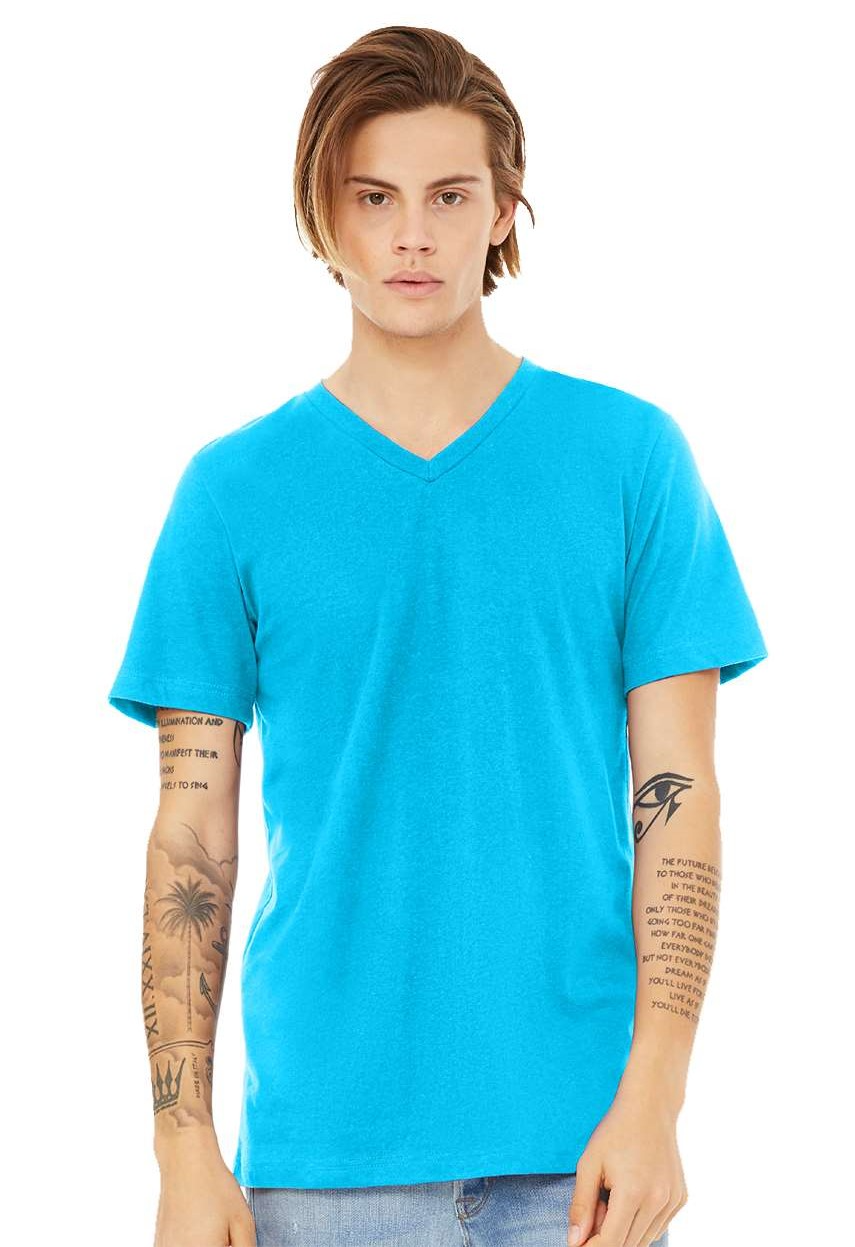 Unisex Jersey Short-Sleeve V-Neck T-Shirt - Neon Blue