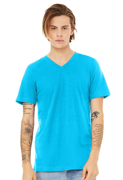Unisex Jersey Short-Sleeve V-Neck T-Shirt - Neon Blue