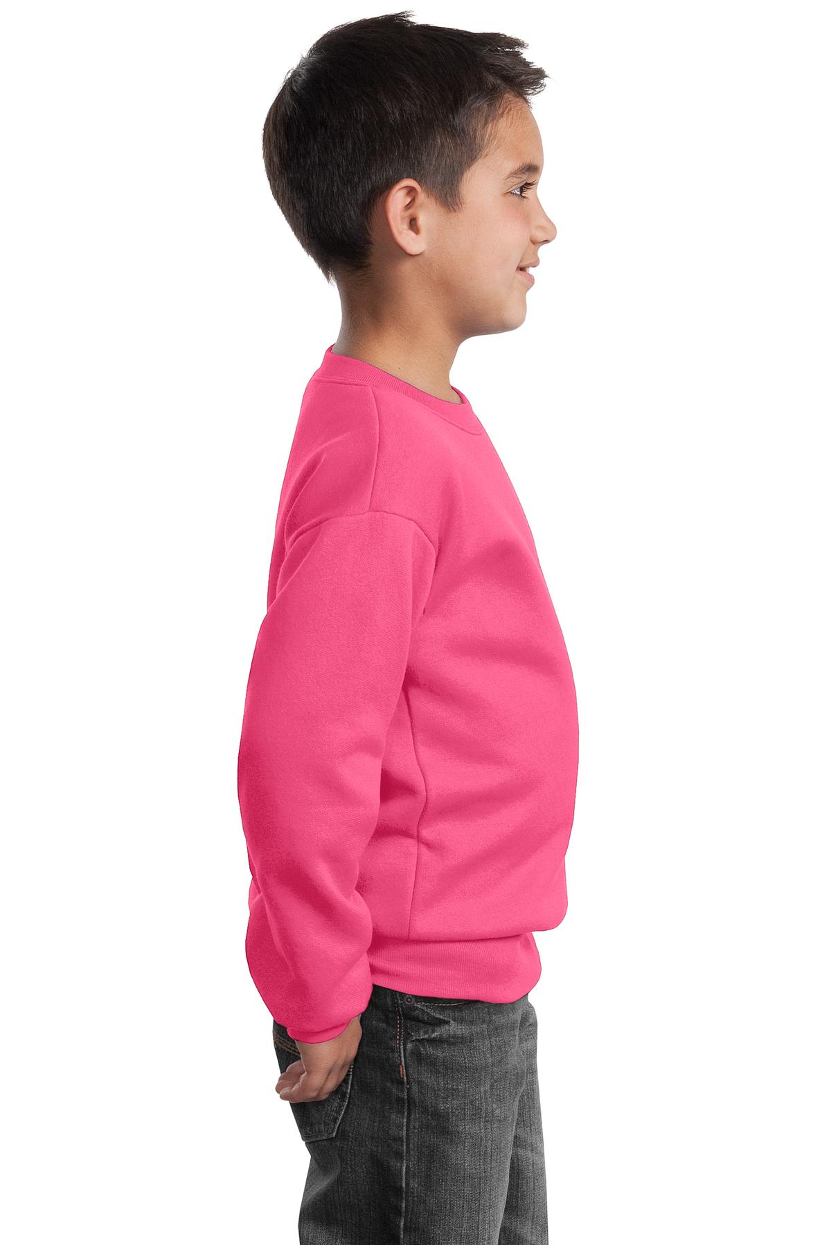 Youth Core Fleece Crewneck Sweatshirt - Neon Pink
