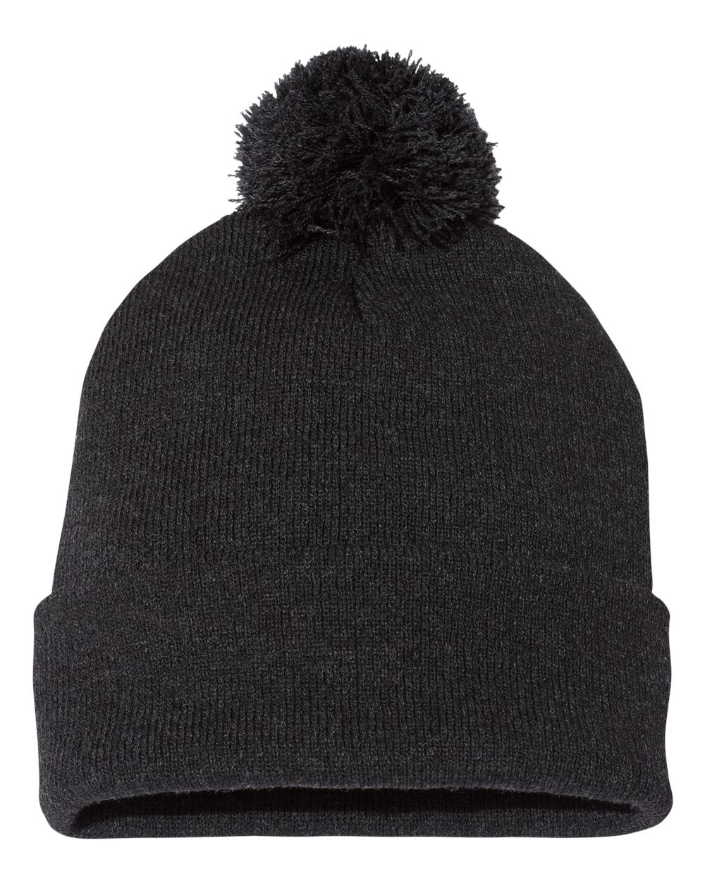 Pom-Pom 12" Knit Beanie - Heather Charcoal