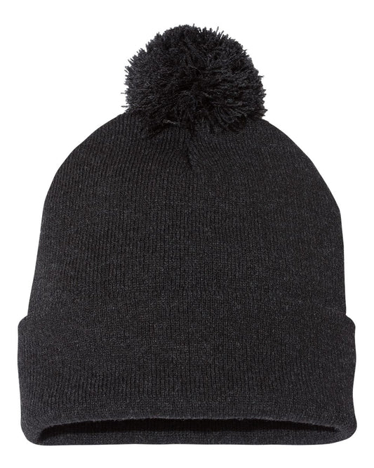 Pom-Pom 12" Knit Beanie - Heather Charcoal