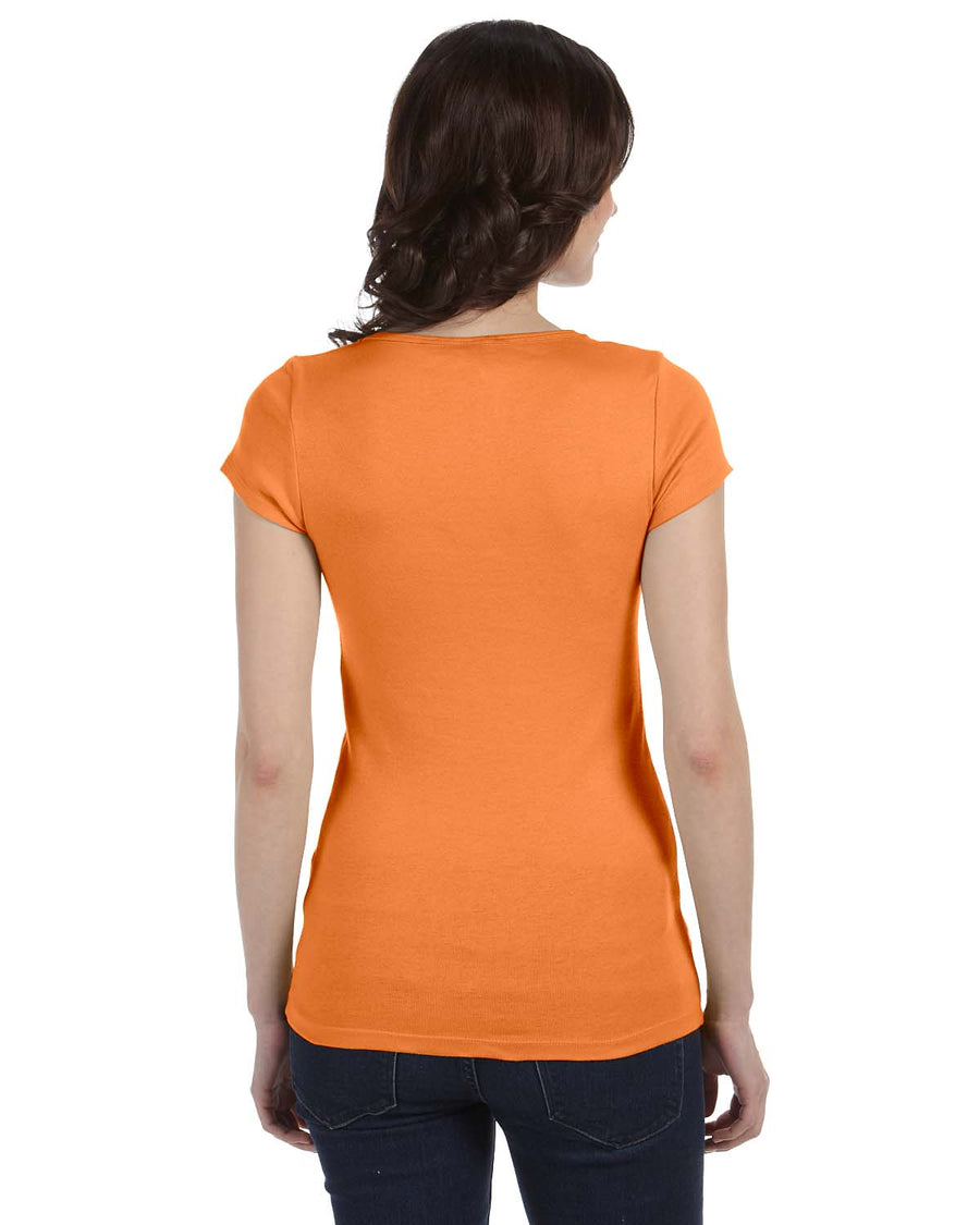 Women's Sheer Mini Rib Scoopneck Tee - Orange Sorbet