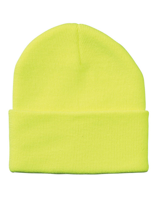 12" Solid Knit Beanie - Neon Yellow