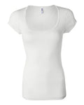 Women's Sheer Mini Rib Scoopneck Tee - White