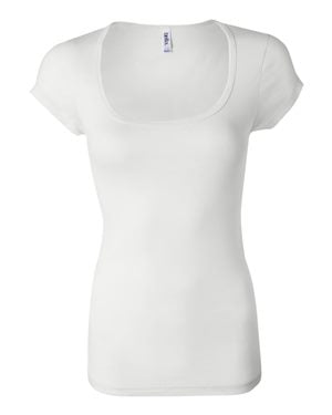 Women's Sheer Mini Rib Scoopneck Tee - White