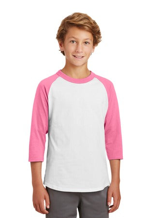 Youth Colorblock Raglan Jersey - White / Bright Pink