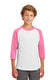 Sport-Tek YT200 - Youth Colorblock Raglan Jersey - White / Bright Pink
