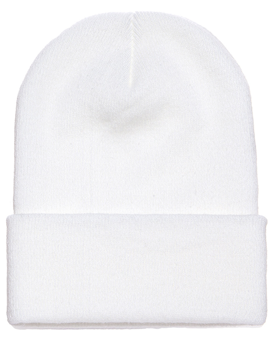 Unisex Cuffed Knit Beanie - White