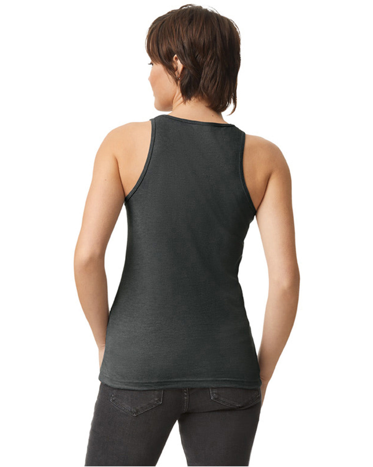 Women's CVC Racerneck Tank - Heather Charcoal