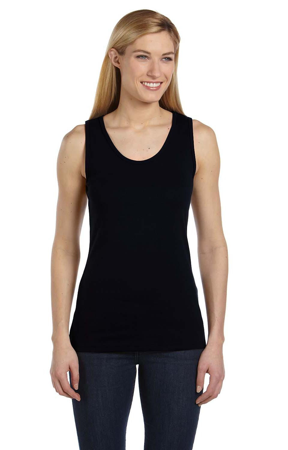 Women's Missy Widestrap Baby Rib Tank - Black