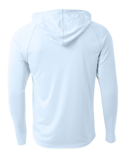 A4 Unisex Cooling Long Sleeve Hooded Tee - Pastel Blue