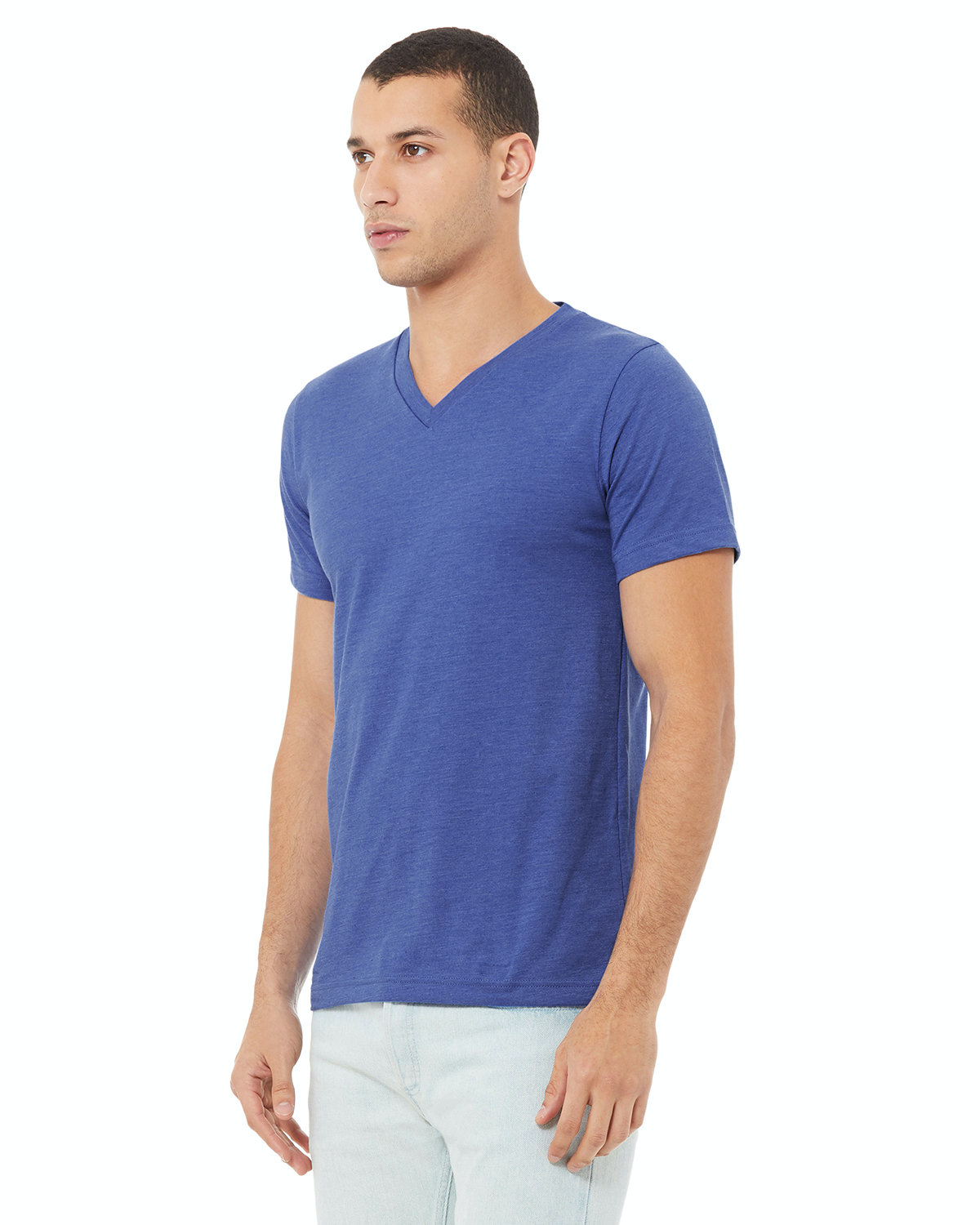 Unisex Jersey Short-Sleeve V-Neck T-Shirt - Heather True Royal