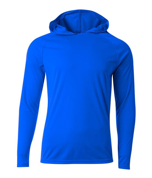 A4 Unisex Cooling Long Sleeve Hooded Tee - Royal
