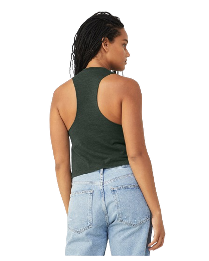 Women's Racerback Cropped Tank - Heather Forest