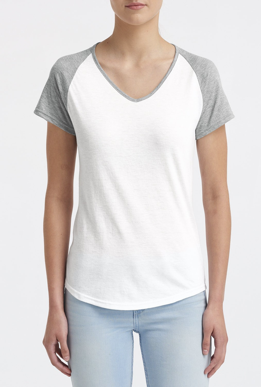 Women's Tri-Blend Raglan T-Shirt - White / Heather Gray