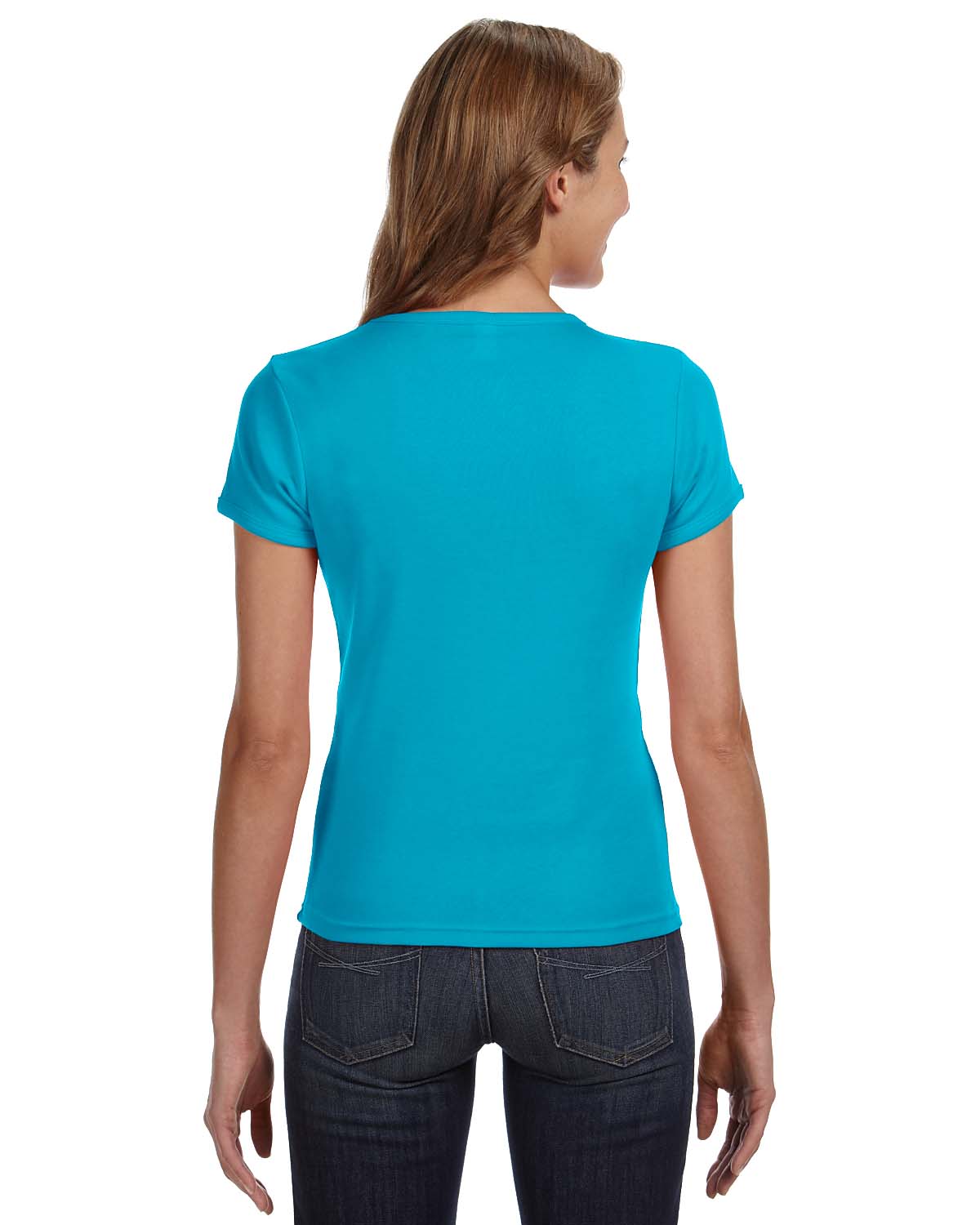 Women's 1x1 Baby Rib Scoop T-Shirt - Caribbean Blue
