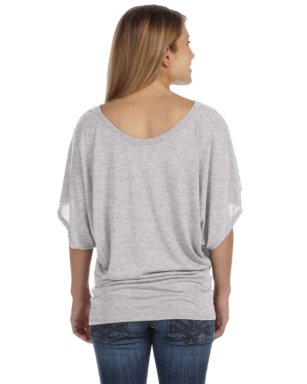 Women's Flowy Draped Sleeve Dolman T-Shirt - Heather Athletic