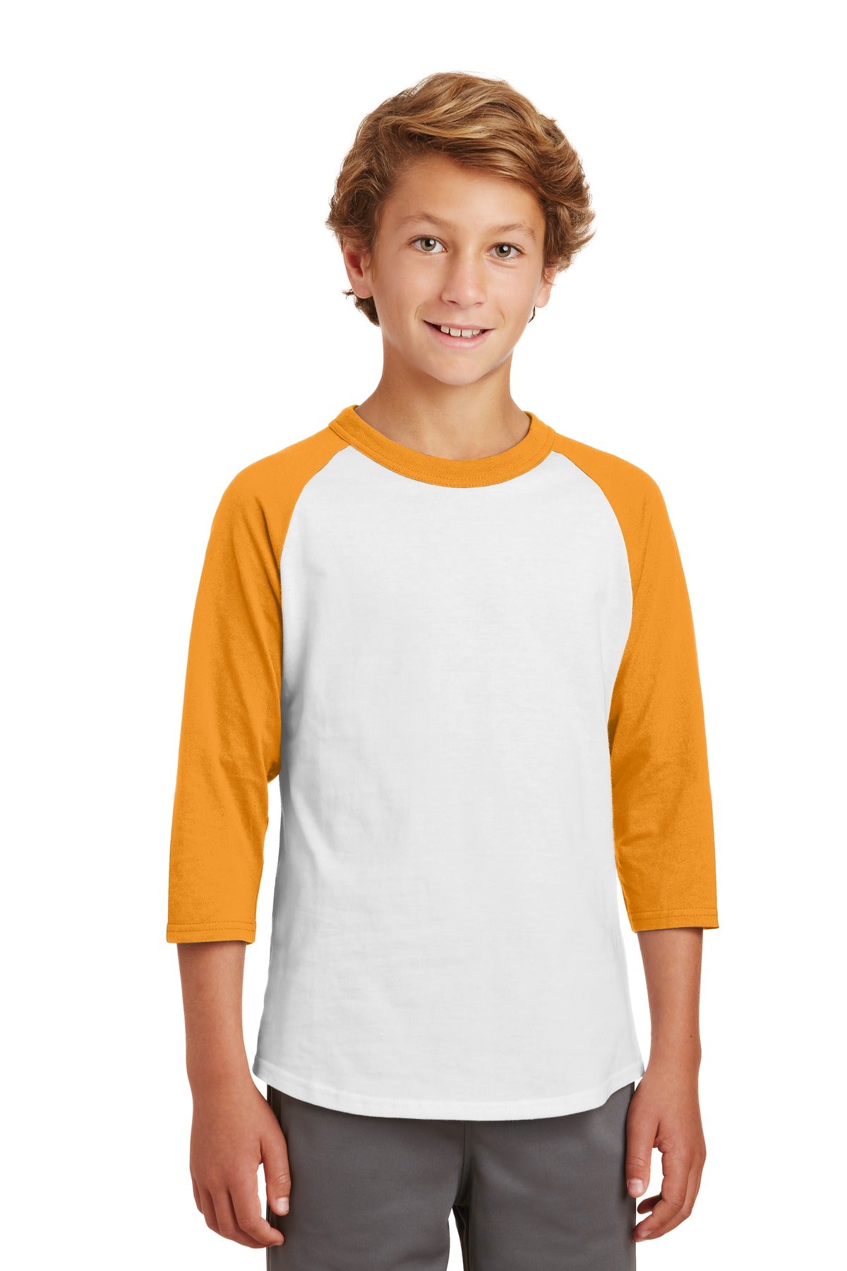 Youth Colorblock Raglan Jersey - White / Gold
